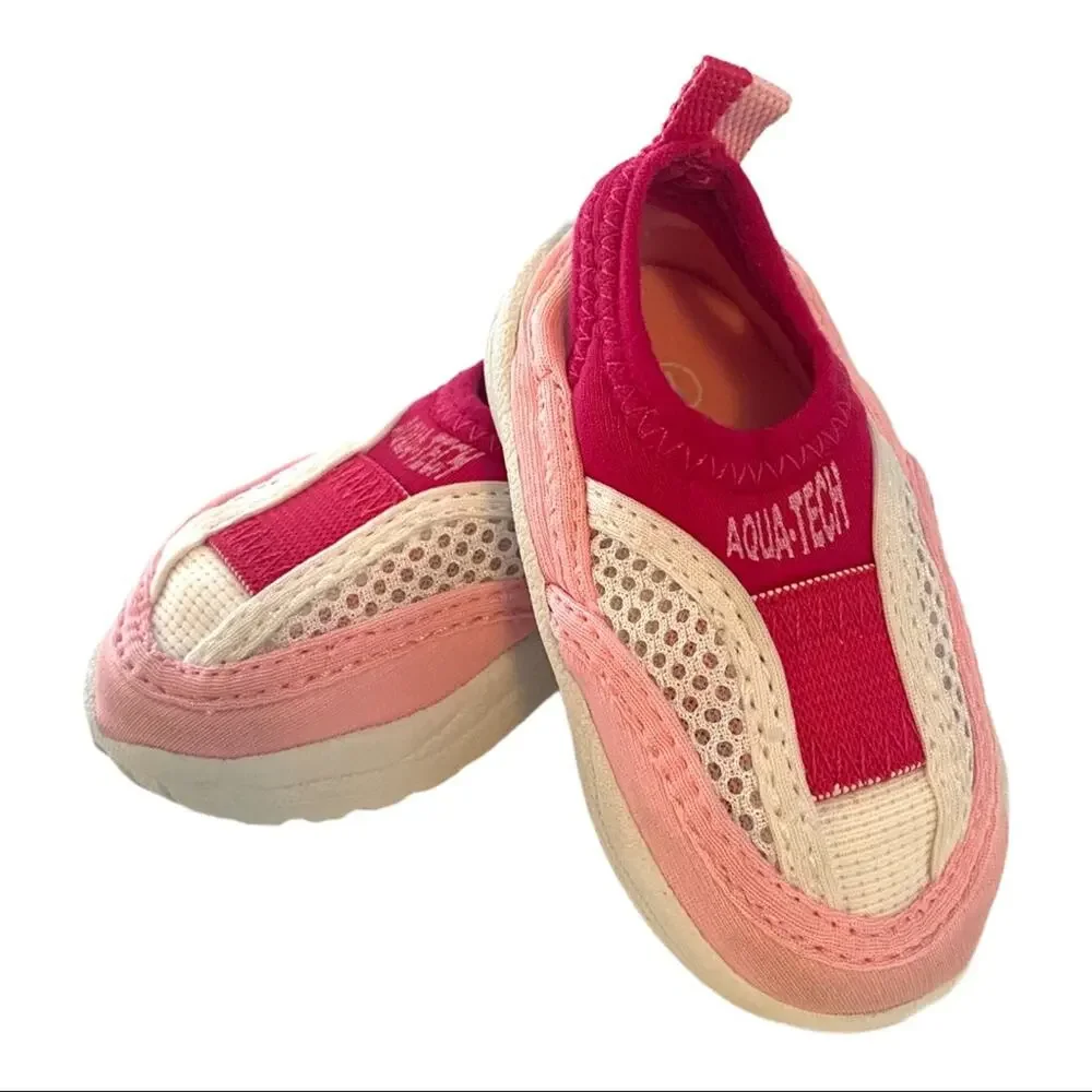 Baby Water Shoes Aqua Tech  Pink White Mesh Infant Beach Pool Size 1